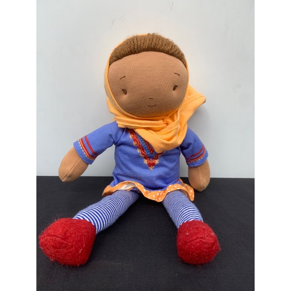 Bunnies By The Bay Soft Imani Doll With Headscarf & Patterned Outfit